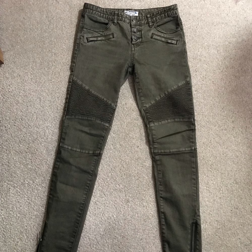 Free People Army Green Skinny Jeans